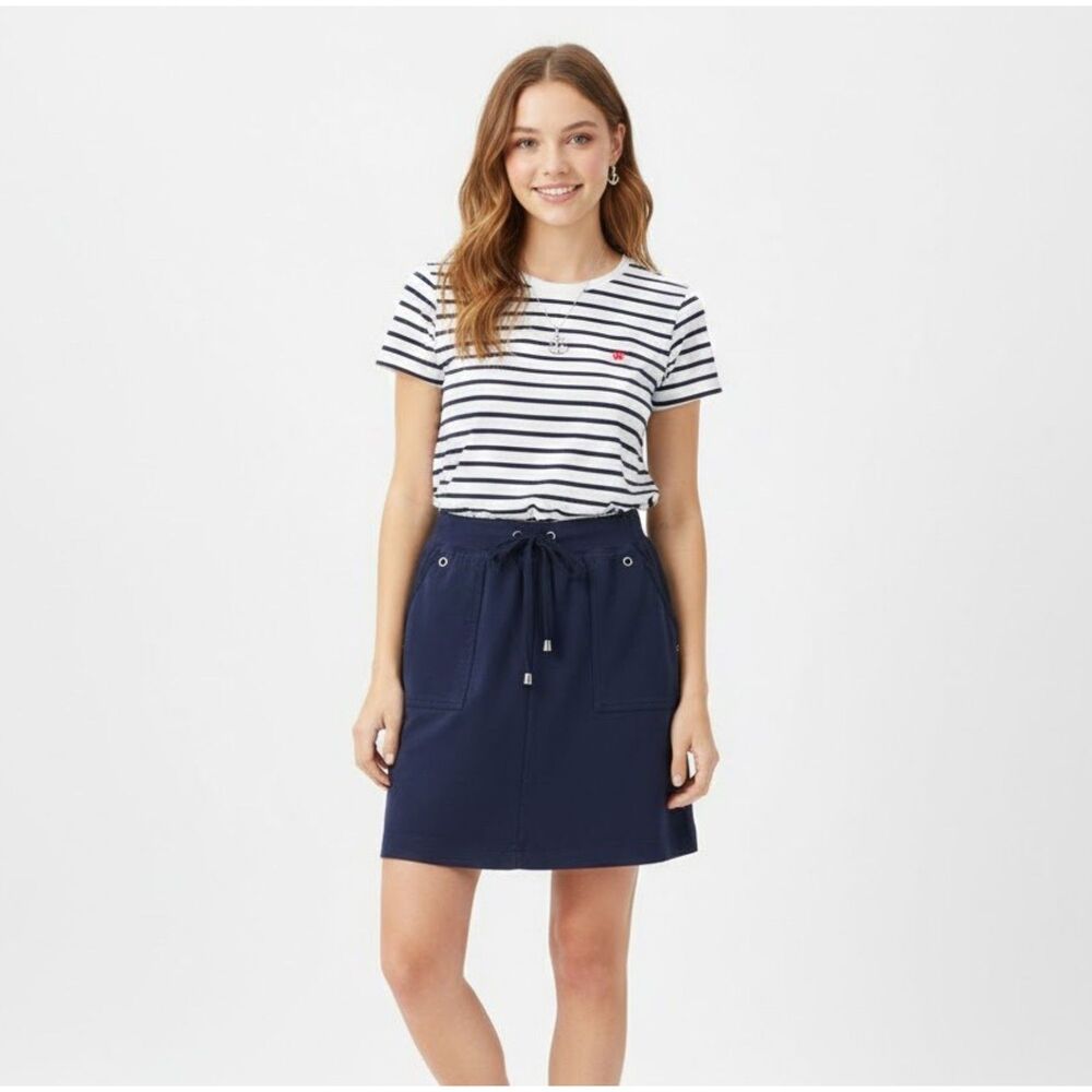 Christopher & Banks Navy Skort Skirt Drawstring Pockets Preppy Pickleball SZ PS